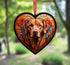 Labrador Fox Red Glass Effect Heart Suncatcher
